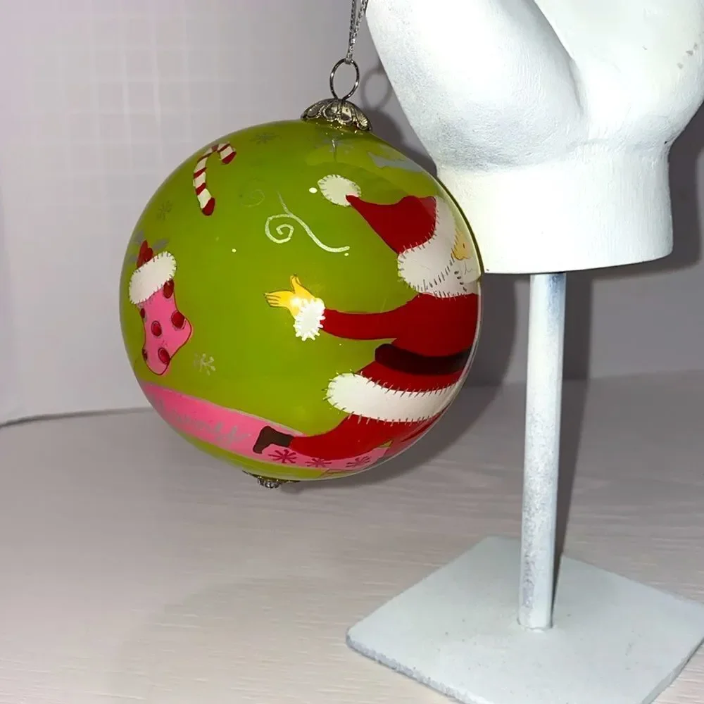 Pier 1 Imports Li Bien Glass Reverse Hand Painted Santa Conductor 2006 Edition